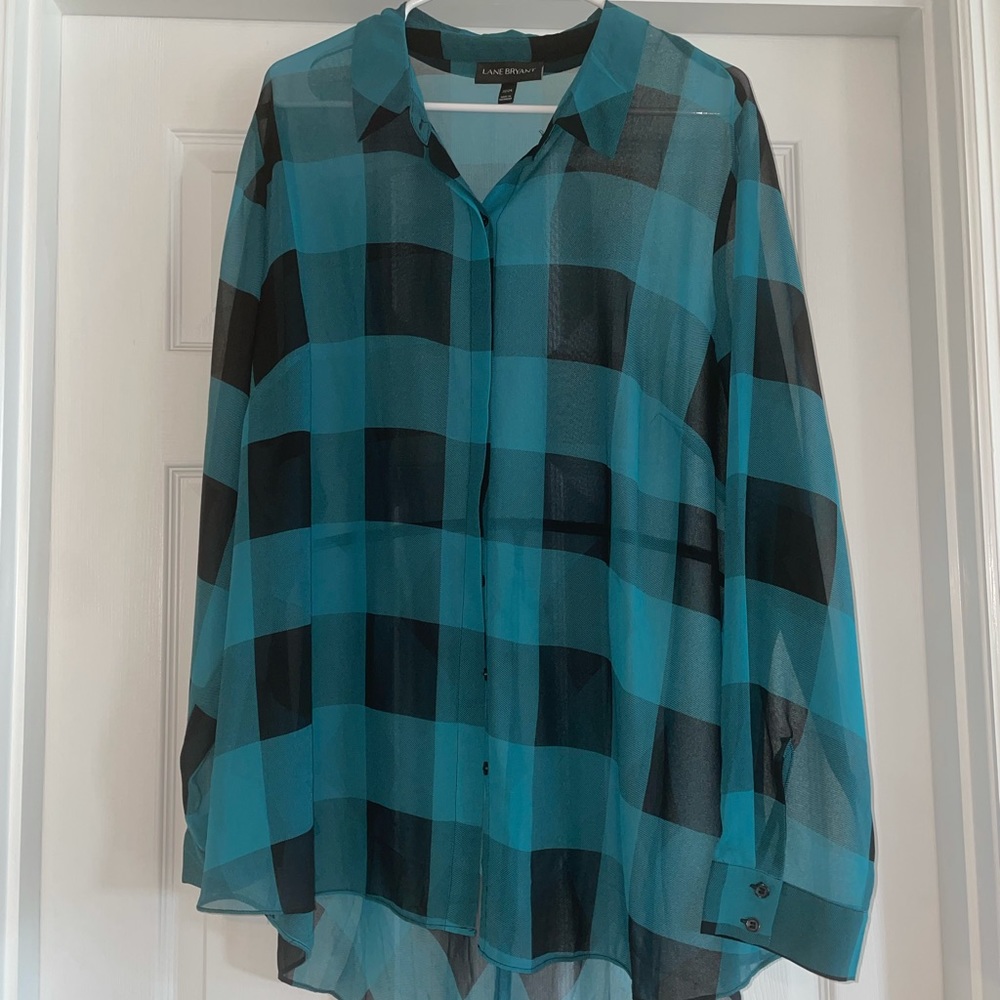 Teal/Black Sheer Lane Bryant Tunic Top Size 22/24